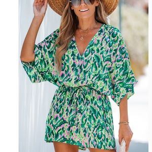 Lace Up Leopard Print Romper NWT!!